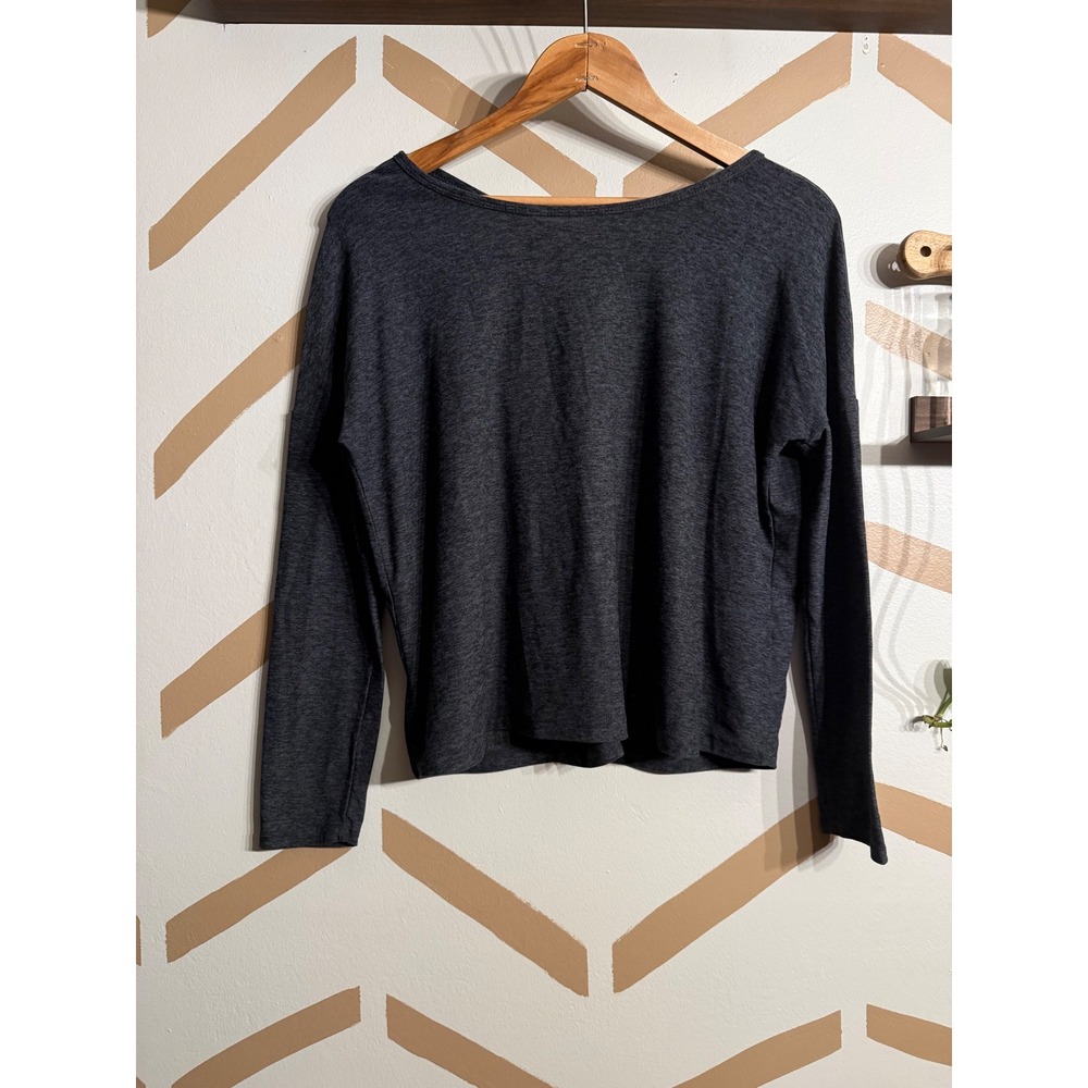 Beyond Yoga Long Sleeve Top Womens XS Grey Open Back Crisscross Heathered